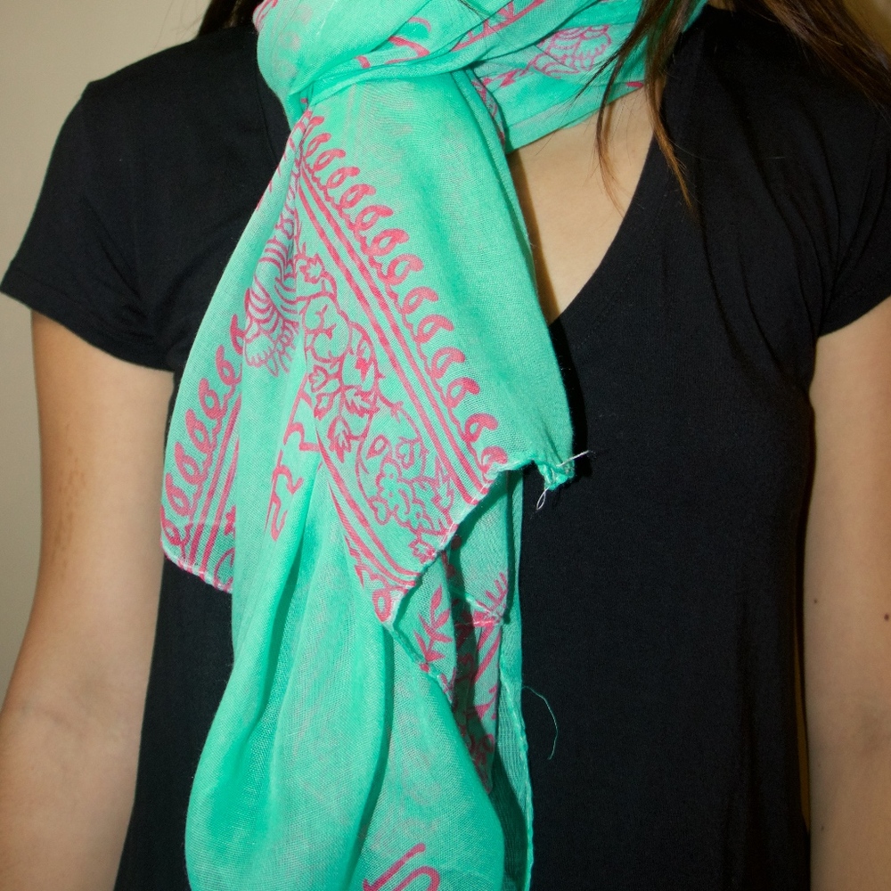 Green and Pink Scarf